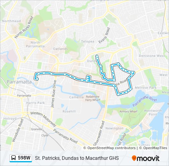 Mapa de 598W de autobús