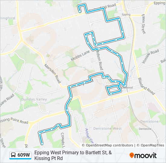 609W bus Line Map