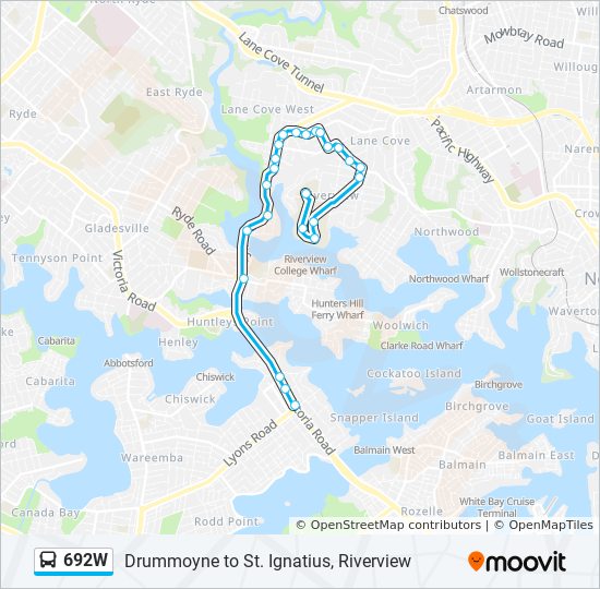 692W bus Line Map