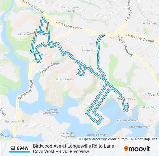 694W bus Line Map