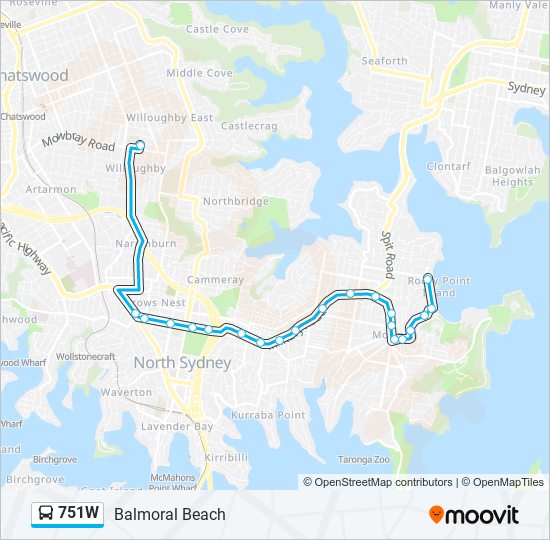 751W bus Line Map