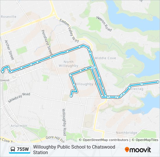 755W bus Line Map