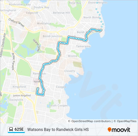 625E bus Line Map