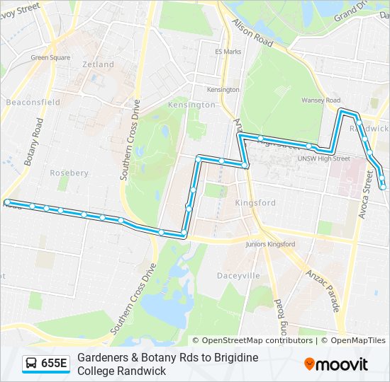 655E bus Line Map