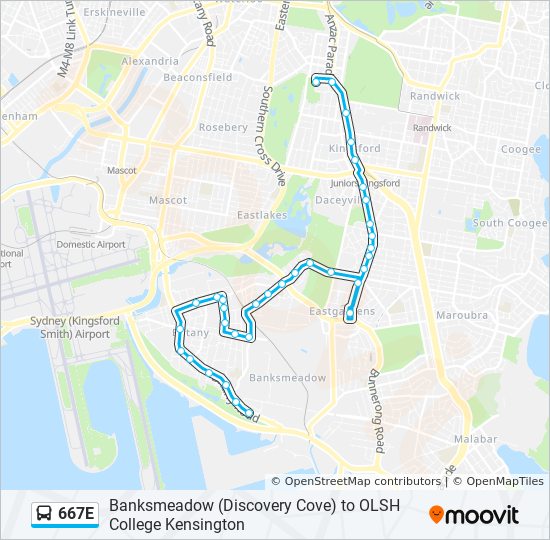 667E bus Line Map