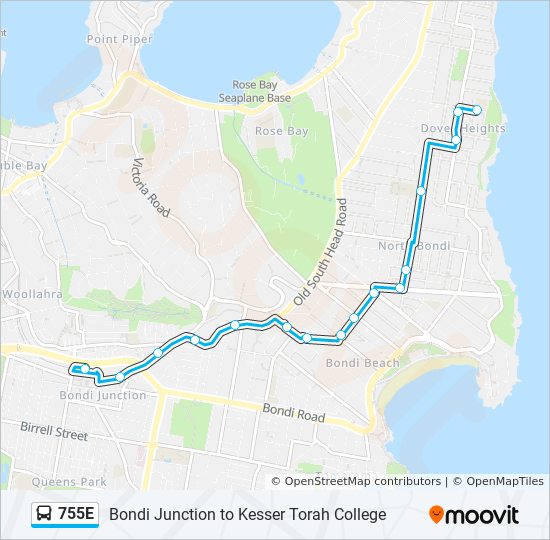 755E bus Line Map