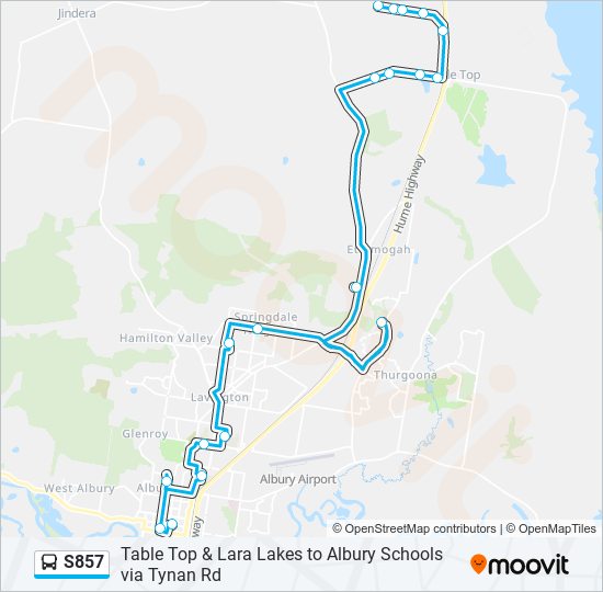 Mapa de S857 de autobús