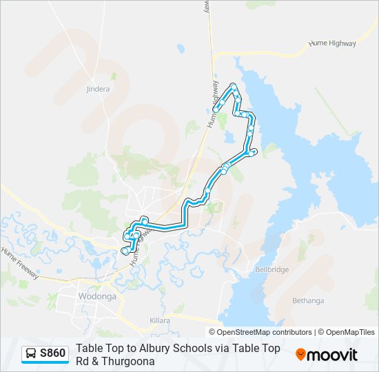 Mapa de S860 de autobús