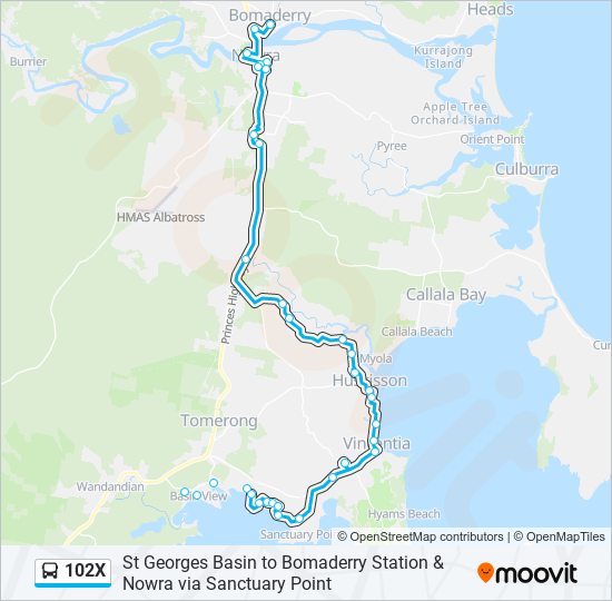 102X bus Line Map