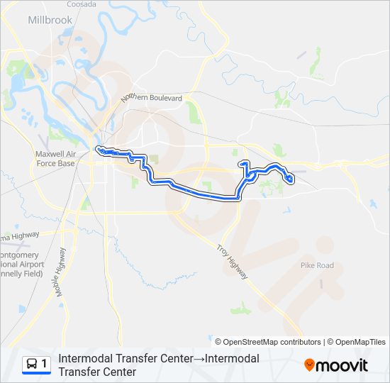 1 bus Line Map