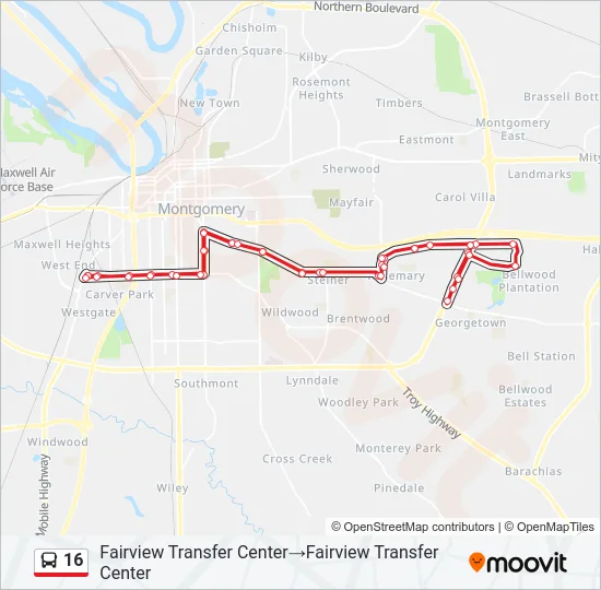 16 Bus Line Map