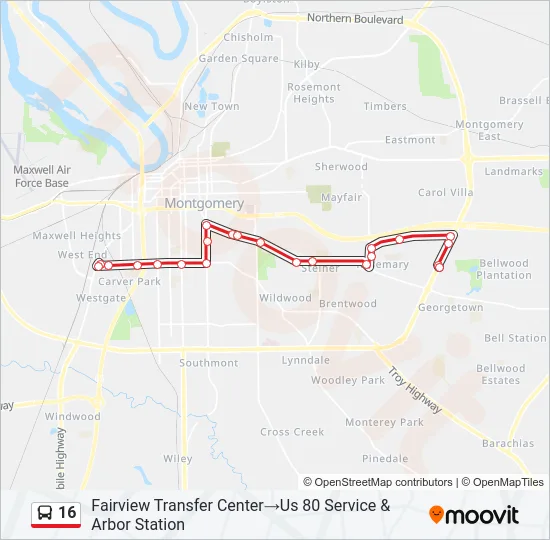 16 Bus Line Map