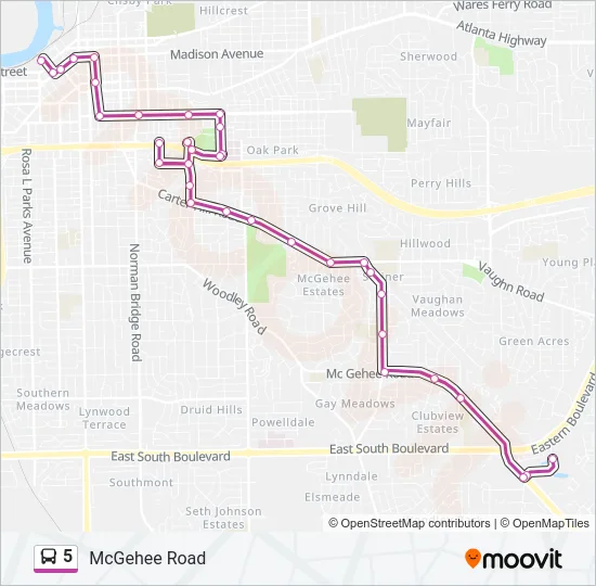 5 Bus Line Map