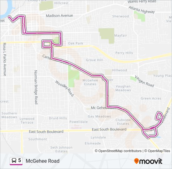 5 Bus Line Map