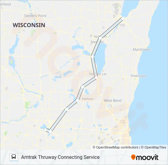 AMTRAK THRUWAY CONNECTING SERVICE Bus Line Map