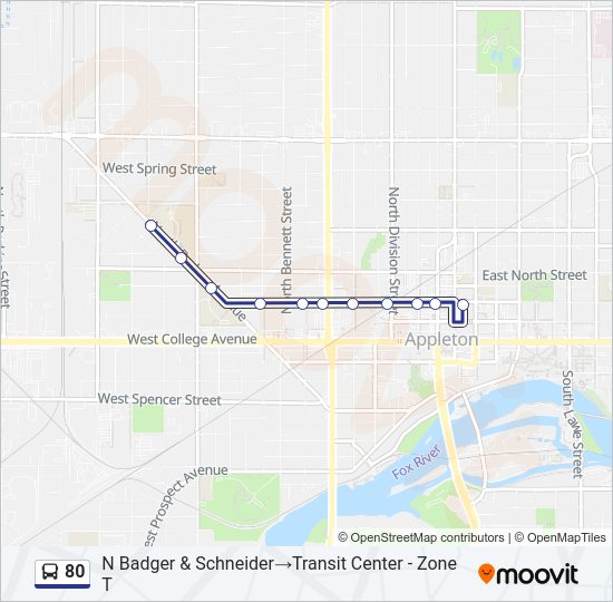 80 Bus Line Map