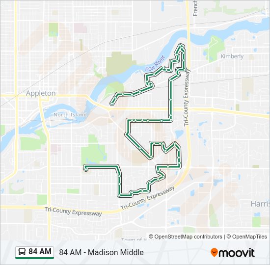 84 AM Bus Line Map