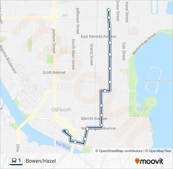1 Bus Line Map