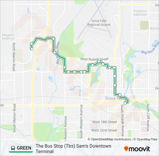 GREEN Bus Line Map