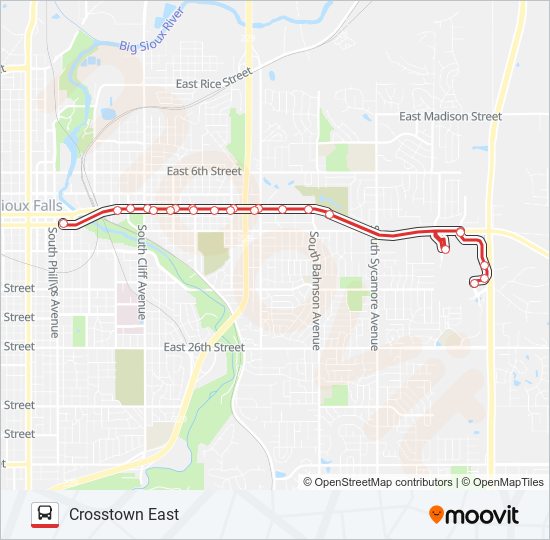 Mapa de CROSSTOWN EAST de autobús