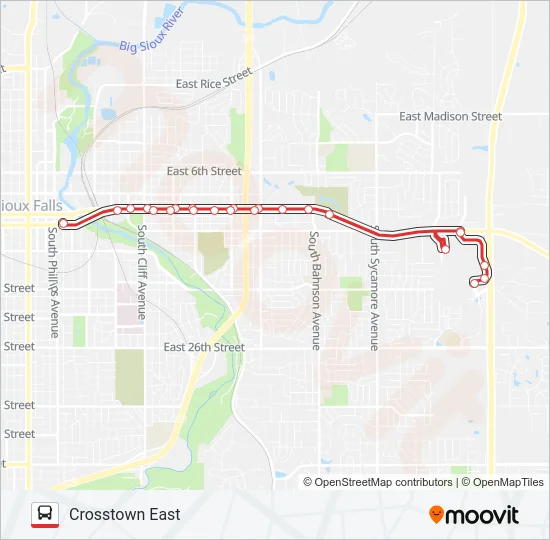 CROSSTOWN EAST Bus Line Map