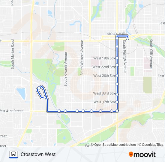 CROSSTOWN WEST Bus Line Map