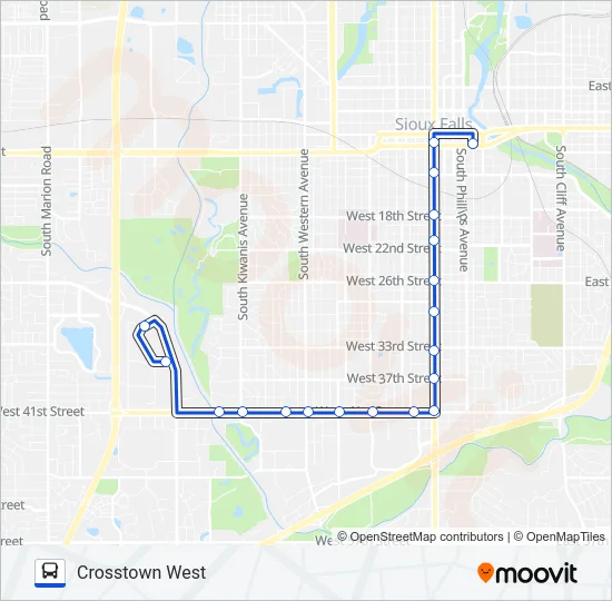 CROSSTOWN WEST Bus Line Map