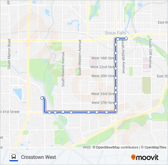 CROSSTOWN WEST bus Line Map