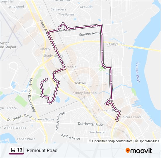 13 bus Line Map