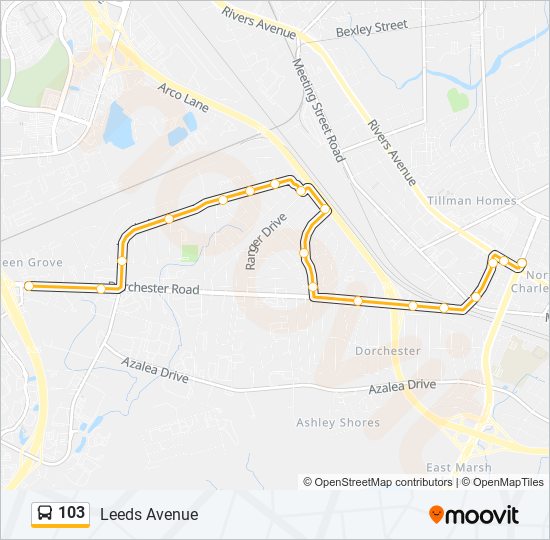 Mapa de 103 de autobús