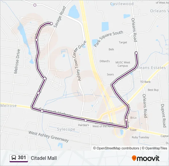 301 Bus Line Map