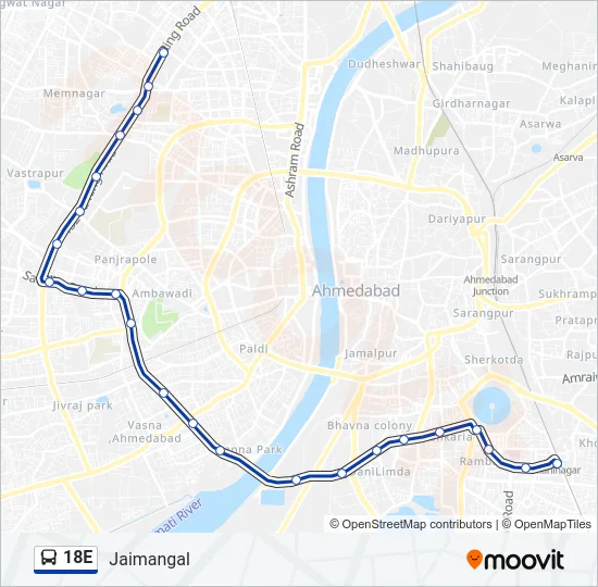 18E Bus Line Map