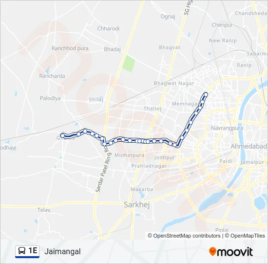1E Bus Line Map