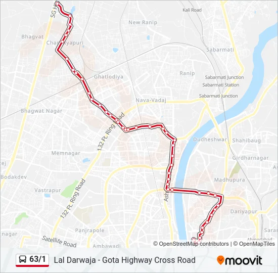 63/1 Bus Line Map