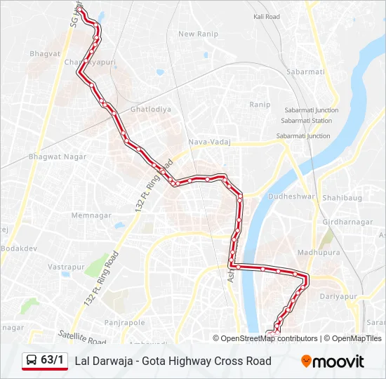 63/1 Bus Line Map