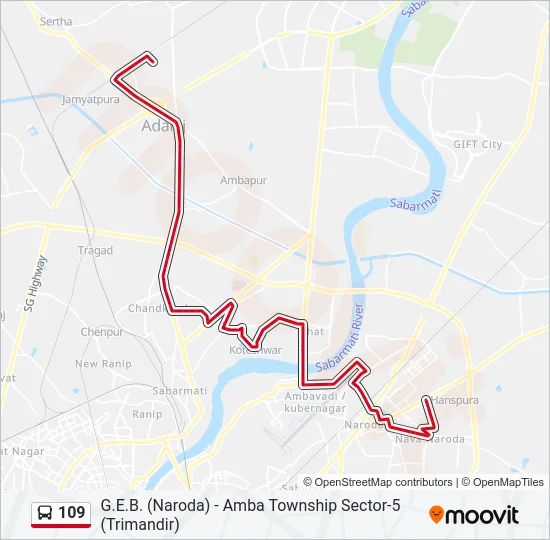 109 Bus Line Map