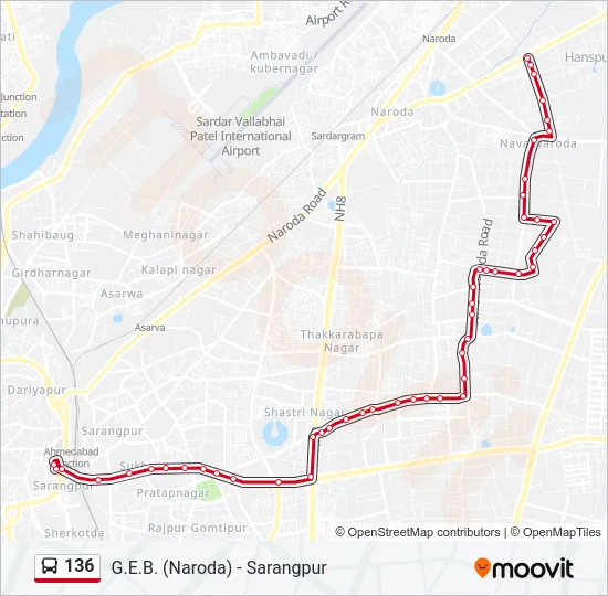 136 Bus Line Map