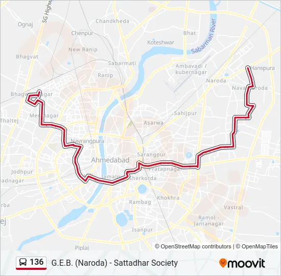 136 Bus Line Map