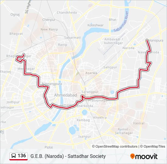 136 Bus Line Map
