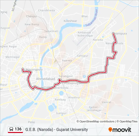 136 Bus Line Map