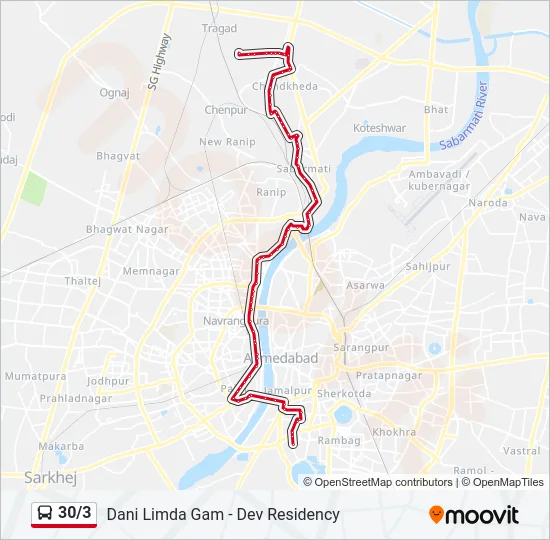 30/3 Bus Line Map