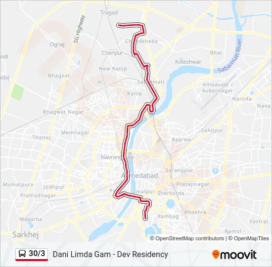30/3 Bus Line Map