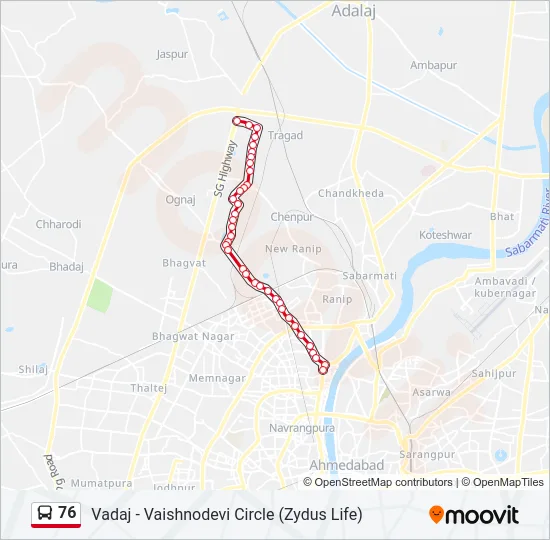 76 Bus Line Map