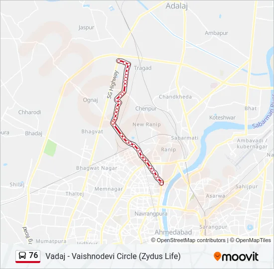 76 Bus Line Map