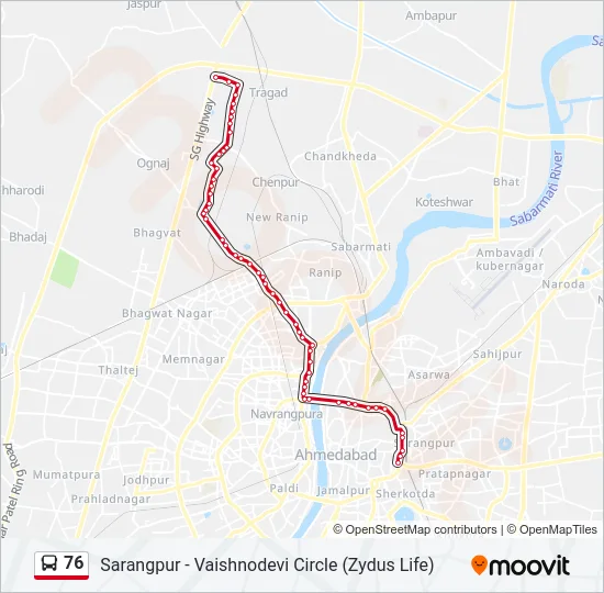 76 Bus Line Map