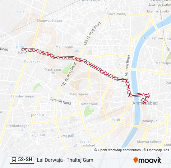 52-SH bus Line Map