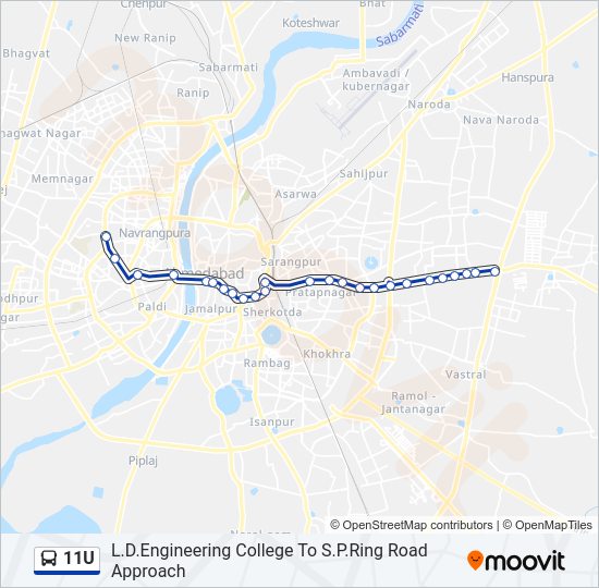 11U Bus Line Map