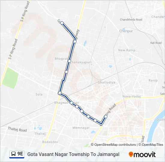 9E Bus Line Map