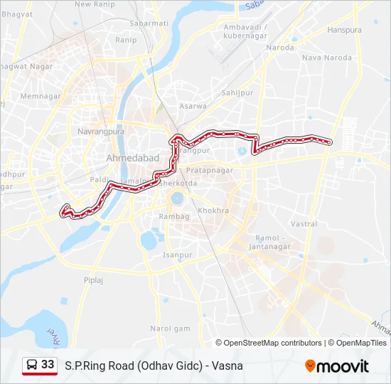 33 Bus Line Map