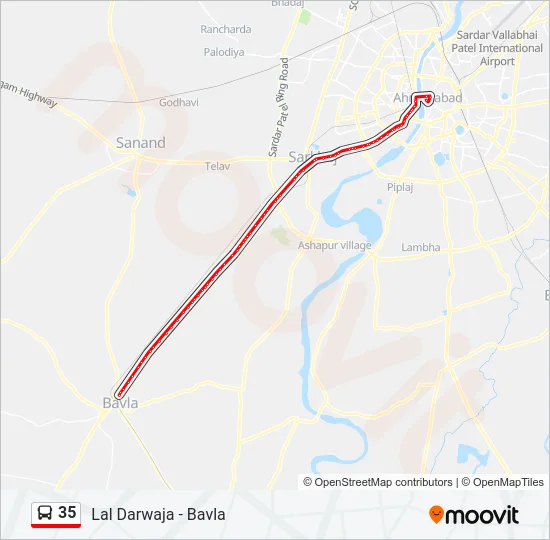 Ahmedabad To Bavla Road Map 35 Route: Schedules, Stops & Maps - Paldi (Updated)